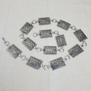 Metal Chain Concho Silver Colored Belt Western Boho Concho Belt Adjustabe Size